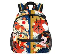 Lightweight Kids Backpack Kindergarten School Bag Child Rucksack Daypack for 3-8 Years Old Japanese Geisha Colorful Carps Crane Lucky Cat