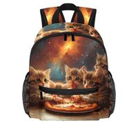 Lightweight Kids Backpack Kindergarten School Bag Child Rucksack Daypack for 3-8 Years Old Kittens Eating Pizza Galaxy