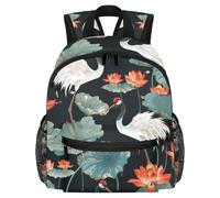 Lightweight Kids Backpack Kindergarten School Bag Child Rucksack Daypack for 3-8 Years Old Lotuses and Cranes Pattern