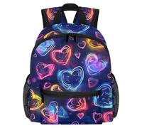 Lightweight Kids Backpack Kindergarten School Bag Child Rucksack Daypack for 3-8 Years Old Love Hearts Neon Pattern