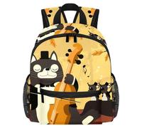 Lightweight Kids Backpack Kindergarten School Bag Child Rucksack Daypack for 3-8 Years Old Music Funny Cat Play the Violin