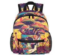 Lightweight Kids Backpack Kindergarten School Bag Child Rucksack Daypack for 3-8 Years Old Mystical Colorful Skull Mushrooms