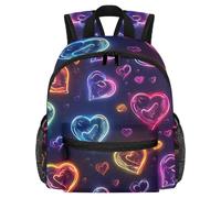 Lightweight Kids Backpack Kindergarten School Bag Child Rucksack Daypack for 3-8 Years Old Neon Love Hearts Patterns