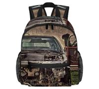 Lightweight Kids Backpack Kindergarten School Bag Child Rucksack Daypack for 3-8 Years Old Old Abandoned Vehicle