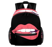 Lightweight Kids Backpack Kindergarten School Bag Child Rucksack Daypack for 3-8 Years Old Red Lips Black