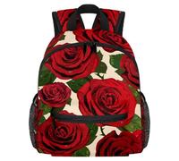 Lightweight Kids Backpack Kindergarten School Bag Child Rucksack Daypack for 3-8 Years Old Retro Love Red Rose Flower Pattern