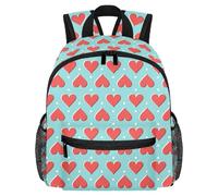 Lightweight Kids Backpack Kindergarten School Bag Child Rucksack Daypack for 3-8 Years Old Retro Red Love Heart Dot Pattern