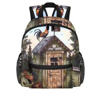 Lightweight Kids Backpack Kindergarten School Bag Child Rucksack Daypack for 3-8 Years Old Rooster Stood on the House