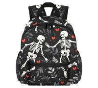 Lightweight Kids Backpack Kindergarten School Bag Child Rucksack Daypack for 3-8 Years Old Skeletons Dancing Love Hearts Pattern