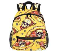 Lightweight Kids Backpack Kindergarten School Bag Child Rucksack Daypack for 3-8 Years Old Skull Pizza Pattern