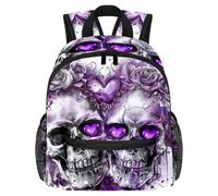 Lightweight Kids Backpack Kindergarten School Bag Child Rucksack Daypack for 3-8 Years Old Sugar Skull Purple Love Floral