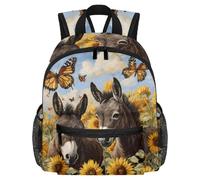 Lightweight Kids Backpack Kindergarten School Bag Child Rucksack Daypack for 3-8 Years Old Sunflower Field Donkey Butterflies