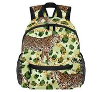 Lightweight Kids Backpack Kindergarten School Bag Child Rucksack Daypack for 3-8 Years Old Three Leopard Gold Chain Green Tiger Skin