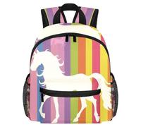 Lightweight Kids Backpack Kindergarten School Bag Child Rucksack Daypack for 3-8 Years Old Unicorn Silhouette Rainbow Striped