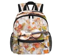 Lightweight Kids Backpack Kindergarten School Bag Child Rucksack Daypack for 3-8 Years Old Violin Music Leaves