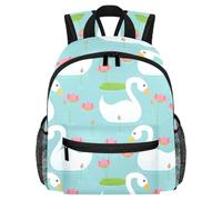 Lightweight Kids Backpack Kindergarten School Bag Child Rucksack Daypack for 3-8 Years Old White Swan Playing Lotus Flower Pool