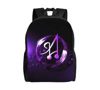 Lightweight Knapsack Purple Music Symbol Book Bags Adjustable Straps Travel Bag for School, Travel, Camping, 42X32X14Cm