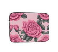 Lightweight Laptop Bag bright pink roses Printed Shockproof Protective Case Suitable For Office And Travel 12 inch