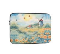 Lightweight Laptop Bag windmill in the sea of flowers Printed Shockproof Protective Case Suitable For Office And Travel 15 inch