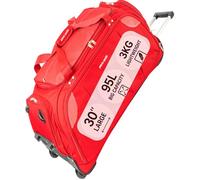 Lightweight Large 30" Red Holdall with Wheels - 95L Pierre Cardin Duffle | Wheeled Duffel Bag - 30-Inch Rolling Travel Holdalls on Wheel's for Men and Women - Soft & Durable Suitcase Alternative