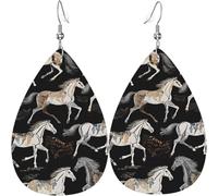 Lightweight Leather Earrings For Women Double-Sided Drop Earrings For Gift Accessories (Brown Horse), White