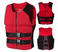 Lightweight Life Jacket and Buoyancy Swim Vest for Adults Water Snorkel Vest for Kayaking, Boating, Drifting(Black-Red,L)