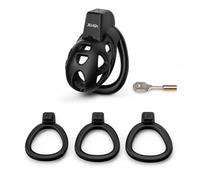 Lightweight Male Chastity Cage with 3 Ring Sizes and Plug Lock，S | Smooth lightweight cage with 45mm, 50mm and 55mm rings, plus integrated plug lock design.