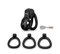 Lightweight Male Chastity Cage with 3 Ring Sizes and Plug Lock，XS | Smooth lightweight cage with 45mm, 50mm and 55mm rings, plus integrated plug lock design.