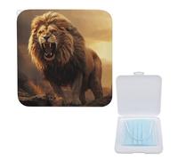 Lightweight Masks Storage Box, Angry Roaring Lion Print Stylish & Portable Masks Holder, Modern Mask Case Mask Protection Box Compact Mask Case