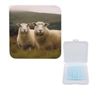 Lightweight Masks Storage Box, Two White Sheep Print Stylish & Portable Masks Holder, Modern Mask Case Mask Protection Box Compact Mask Case