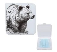 Lightweight Masks Storage Box, Wildlife Hand Drawn Bear Animal Print Stylish & Portable Masks Holder, Modern Mask Case Mask Protection Box Compact Mask Case