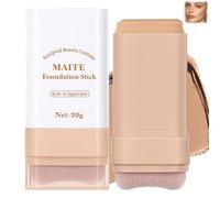 Lightweight Matte Foundation Stick - Waterproof Long-Lasting Cream Concealer & Skin Tint Stick with Built-In Brush, Full Coverage Makeup for Smooth Natural Finish and Mature Skin Comfort (#4 Wheat)
