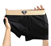 Lightweight Men's Boxer Shorts with Breathable U Pouch, Ideal for Daily Activities (L Black)