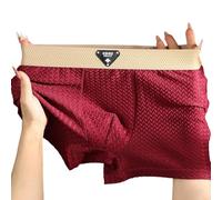Lightweight Men's Boxer Shorts with Breathable U Pouch, Ideal for Daily Activities (M Red)