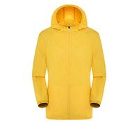 Lightweight Men's Rain Jacket Mens Autumn Casual Solid Hooded Waterproof Breathable Flight Rain Coats for Men(Yellow,Medium)
