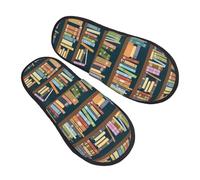 Lightweight Men's Slipper Bookshelves Full of Books Mens Slipper Comfortable Hotel Slippers for Hotels Travel Winter M