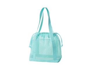 Lightweight Mesh Organizer Bag for Toiletries, Light Green F | Drawstring Travel Storage with See-Through Panels and Top Carry Handles