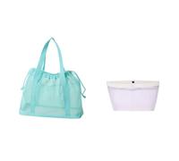 Lightweight Mesh Organizer Bag for Toiletries, Light Green G | Drawstring Travel Storage with See-Through Panels and Top Carry Handles