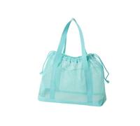 Lightweight Mesh Organizer Bag for Toiletries, Light Green H | Drawstring Travel Storage with See-Through Panels and Top Carry Handles