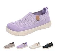 Lightweight Mesh Sports Shoes Women's Platform Shoes Slip On Loafers with Interchangeable Footbed Comfortable Breathable Trainers Wear Resistant Non-Slip Sock Shoes Summer Casual Shoes, purple, 4 UK