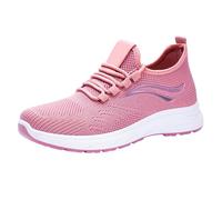 Lightweight Mesh Trainers Women - Wide Fit Breathable Trainers for Women Soft Sole Non-Slip Sneakers Comfort Orthopedic Shoes Outdoor Wear-Resistant Footwear Commuting Sports Shoes Pink