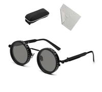 Lightweight Metal Adjustable Tint Sunglasses 1-9 Gear Polarized Round Lenses with ND Filter, UV Protection for Outdoor Hiking, Driving, Fishing Black