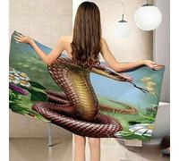 Lightweight Microfiber Green Grass Animal Snake 3D Print Beach Towels Moisture Wicking For Swimming Yoga Sports, Quick Dry And Water Absorbing For Men Women Kids 70 X 150 Cm