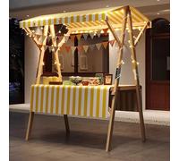Lightweight Mobile Food Kiosk Cart on Wheels, Wooden Vendor Stand for Festivals & Beaches, Hot Dog & Snack Cart with Oxford Canopy, 59" Green Frame, Perfect for Outdoor Events