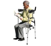 Lightweight Mobility Aid 60*52cm Upright Walker Adjustable Height 100kg Lightweight Foldable Mobility Aid with Padded Seat Foldable Design, Tall 4 Wheel Rollator for Seniors Handicapped Rehabilitation