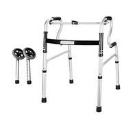 Lightweight Mobility Aid,Foldable Geriatric Walker with 2 Wheels,Trolley Walking e - Height Adjustable - Cane Armrest for Elderly Adult Bariatric Handicap Decoration