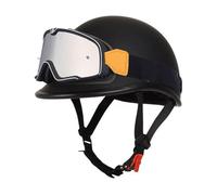 Lightweight Motorbike Half Helmets with Visor Adult Retro Open Helmet Ventilated Applicable for Racing Commuter Motorcycle Construction Scooter Black L/59-60cm