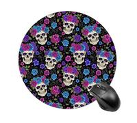 Lightweight Mouse Pad 7.8 Inch, Classic Compact Foldable Mousepad, Women Men Portable Work Mouse Pads For Travel, Business, Purple Mexican Sugar Skulls Day Of The Dead Floral Flowers