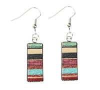 Lightweight Nature Moon Star Yoga Mountain Bar Stud Dangle Earrings for Women Bohemian Retro Snow Mountain Wooden Earrings for Yoga, Skiers, Hikers, Campers, Climbers, Nature Lovers, Wood, No Gemstone