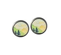 Lightweight Nature Moon Star Yoga Mountain Bar Stud Dangle Earrings for Women Bohemian Retro Snow Mountain Wooden Earrings for Yoga, Skiers, Hikers, Campers, Climbers, Nature Lovers, Wood, No Gemstone